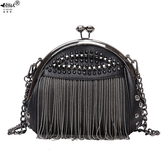 Leather Fringe Evening Bag