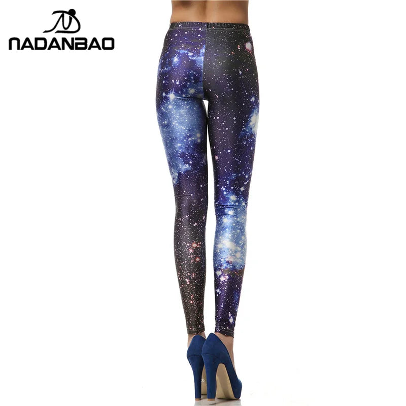 3D Digital Blue Galaxy Leggings