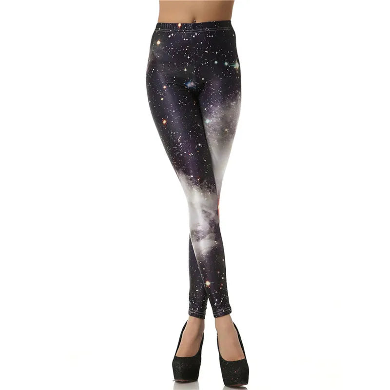 3D Digital Blue Galaxy Leggings