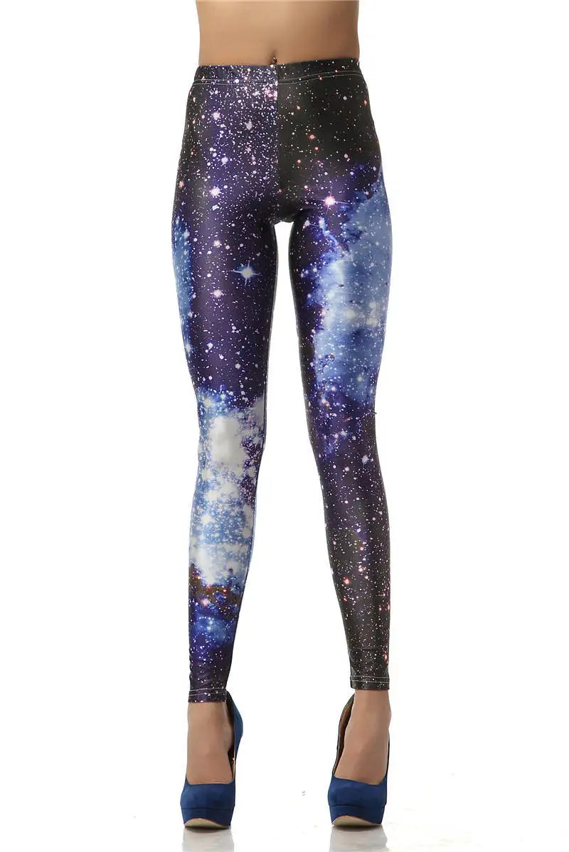 3D Digital Blue Galaxy Leggings