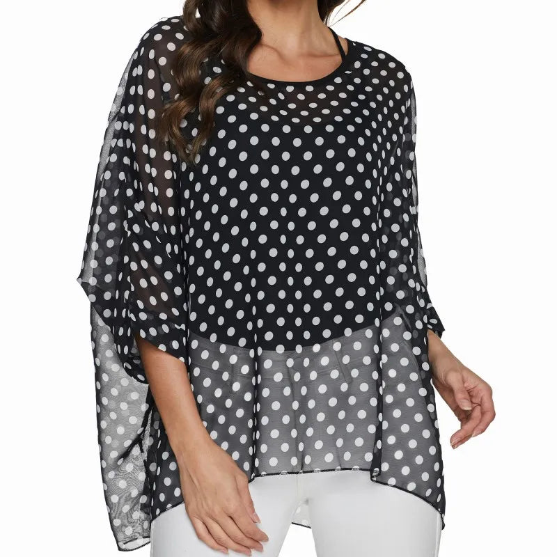 Irregular Leopard Print Chiffon Blouse