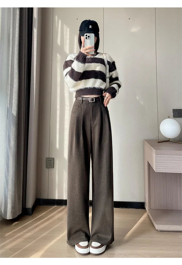 High Waist Straight Trousers