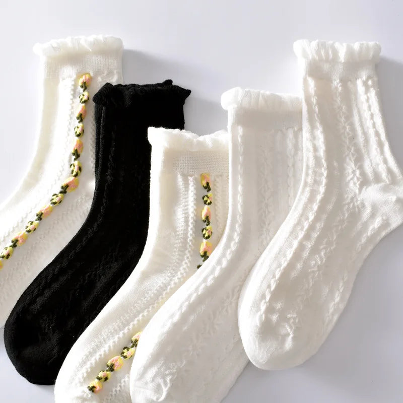 Retro Harajuku Embroidered Women Socks