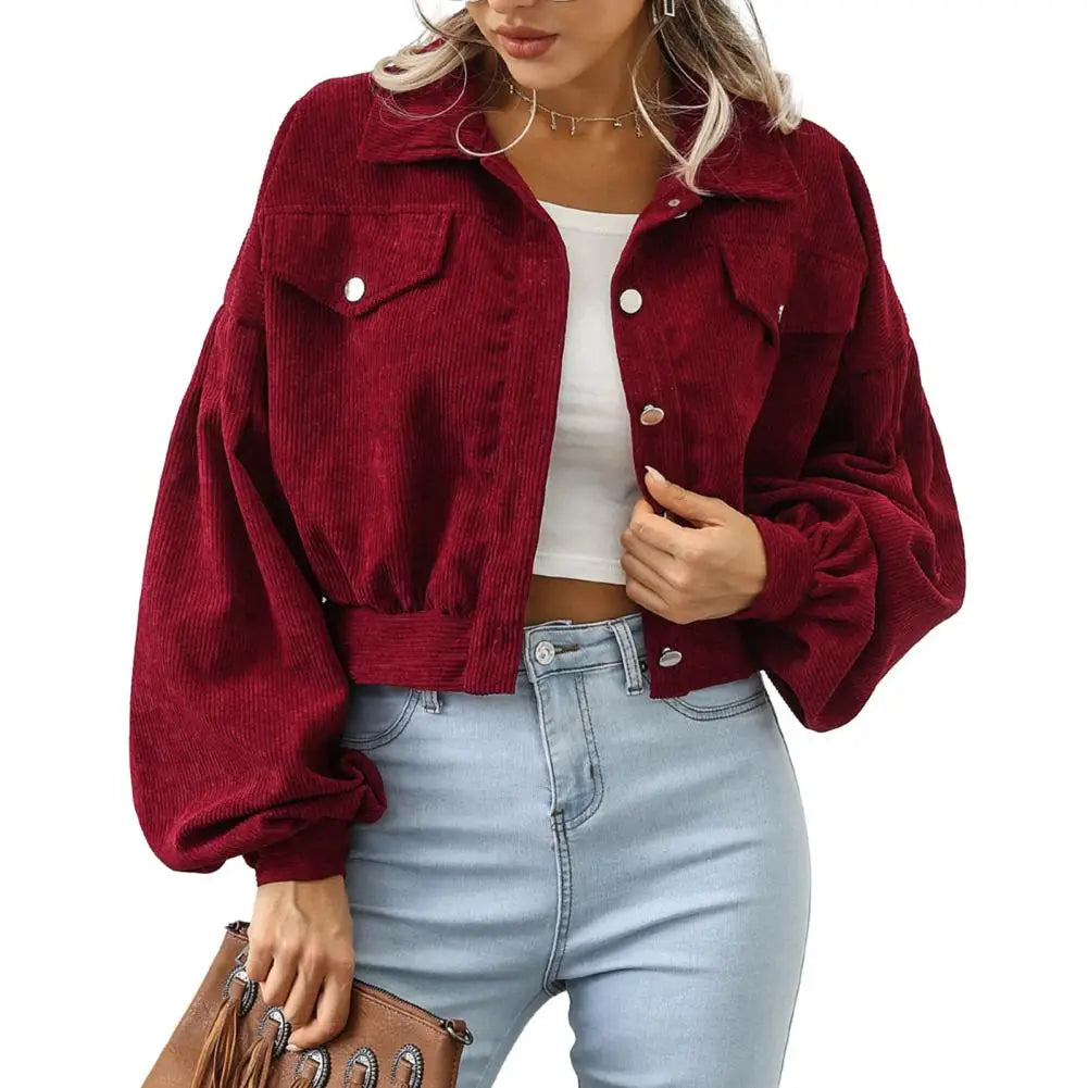 Lantern Sleeve Cropped Jacket