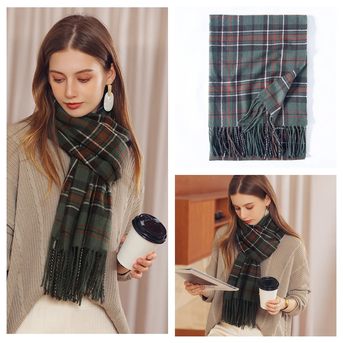 Plaid Wool Scarf