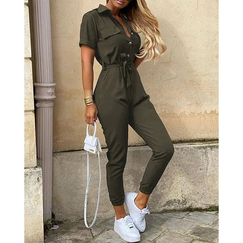 Monochrome Belted Workwear Jumpsuit