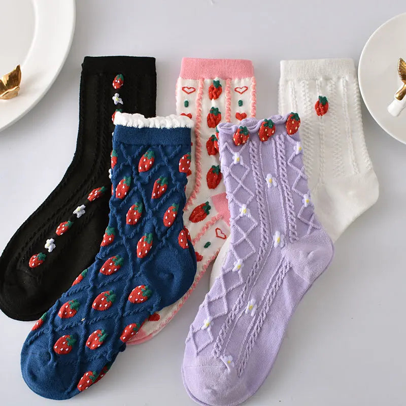 Retro Harajuku Embroidered Women Socks