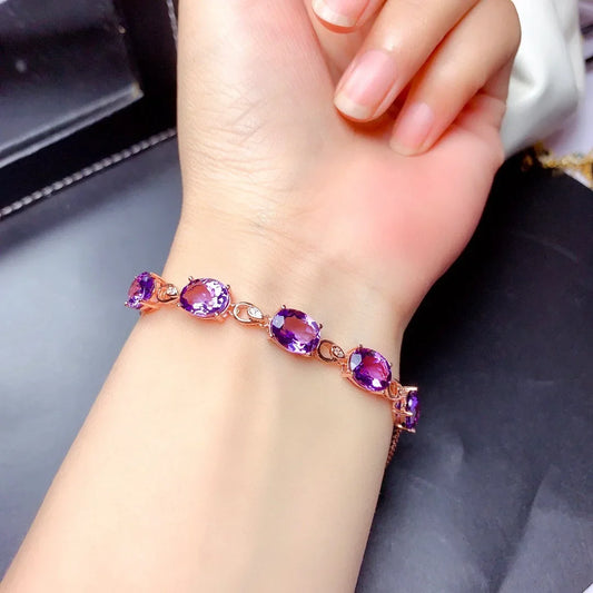 Purple Cubic Zircon Crystal Bracelet