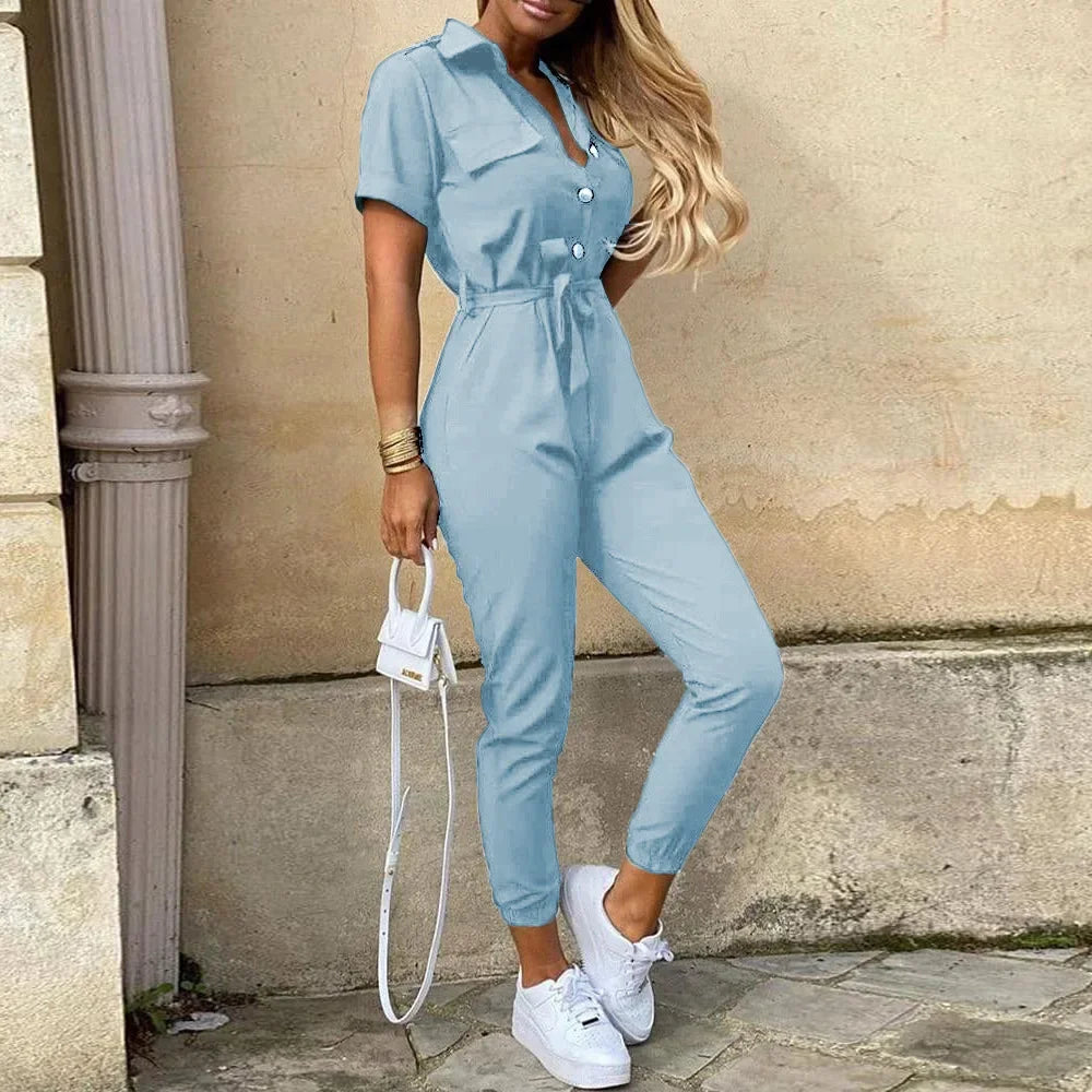 Monochrome Belted Workwear Jumpsuit