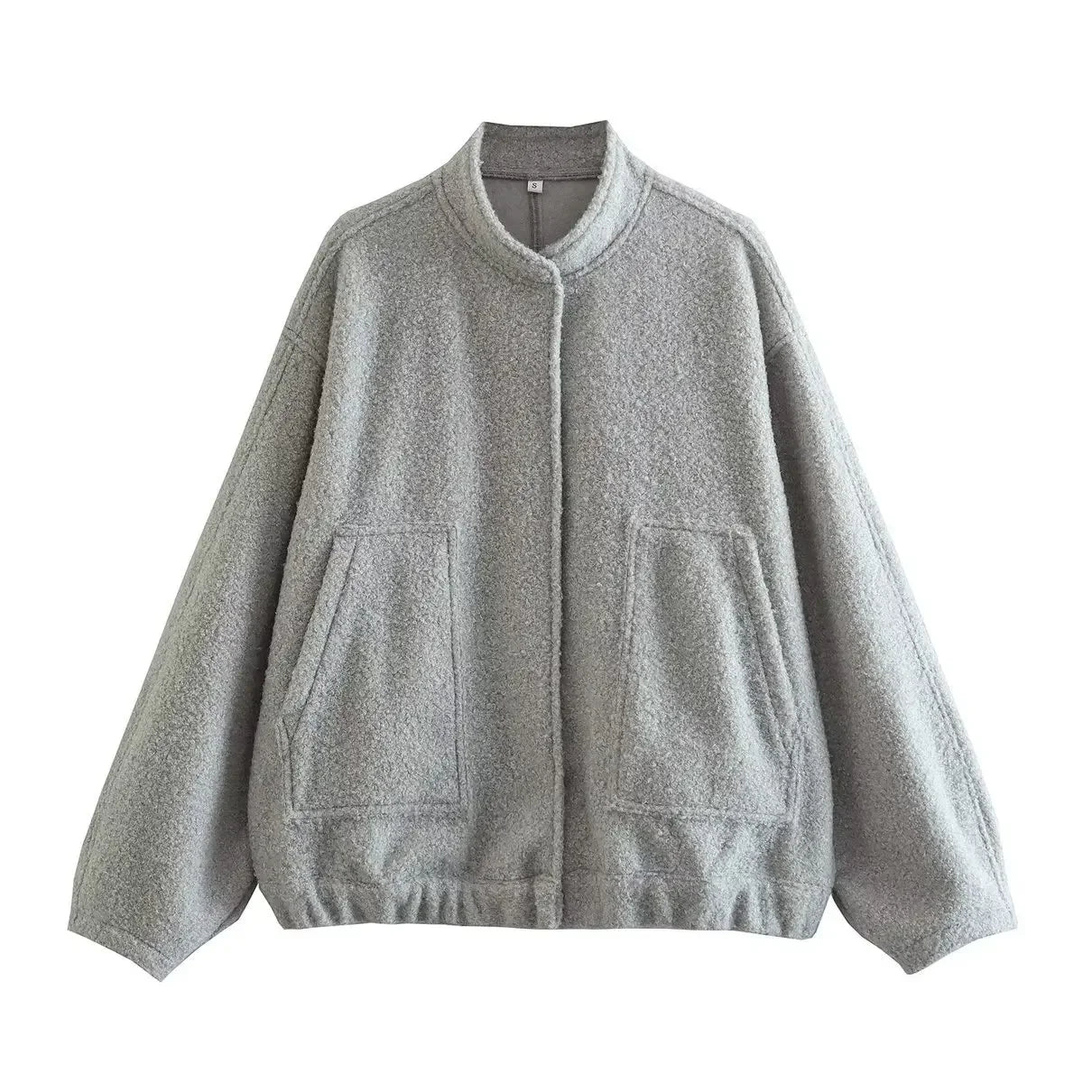 Warm Gray Long Sleeve Bomber Jacket