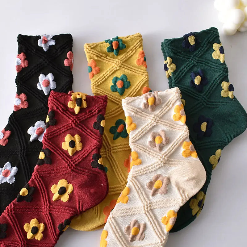 Retro Harajuku Embroidered Women Socks