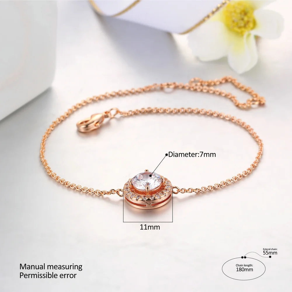 Round Micro Mosaic Cubic Zirconia Rose Gold Color Bracelet