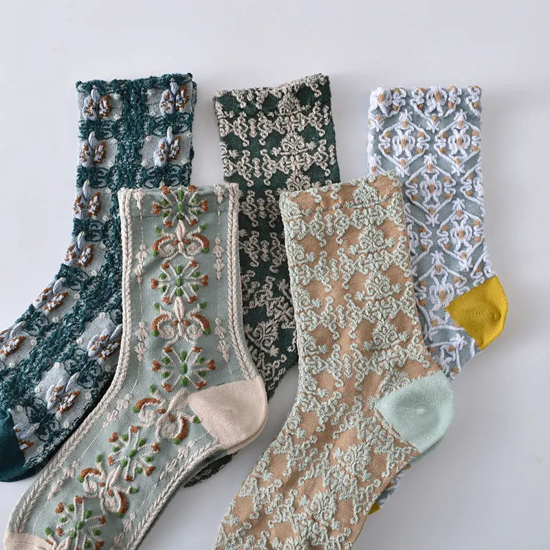 Retro Harajuku Embroidered Women Socks