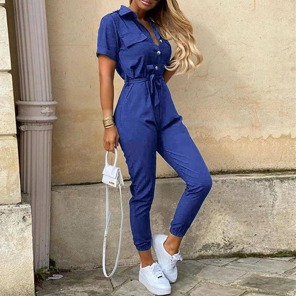 Monochrome Belted Workwear Jumpsuit