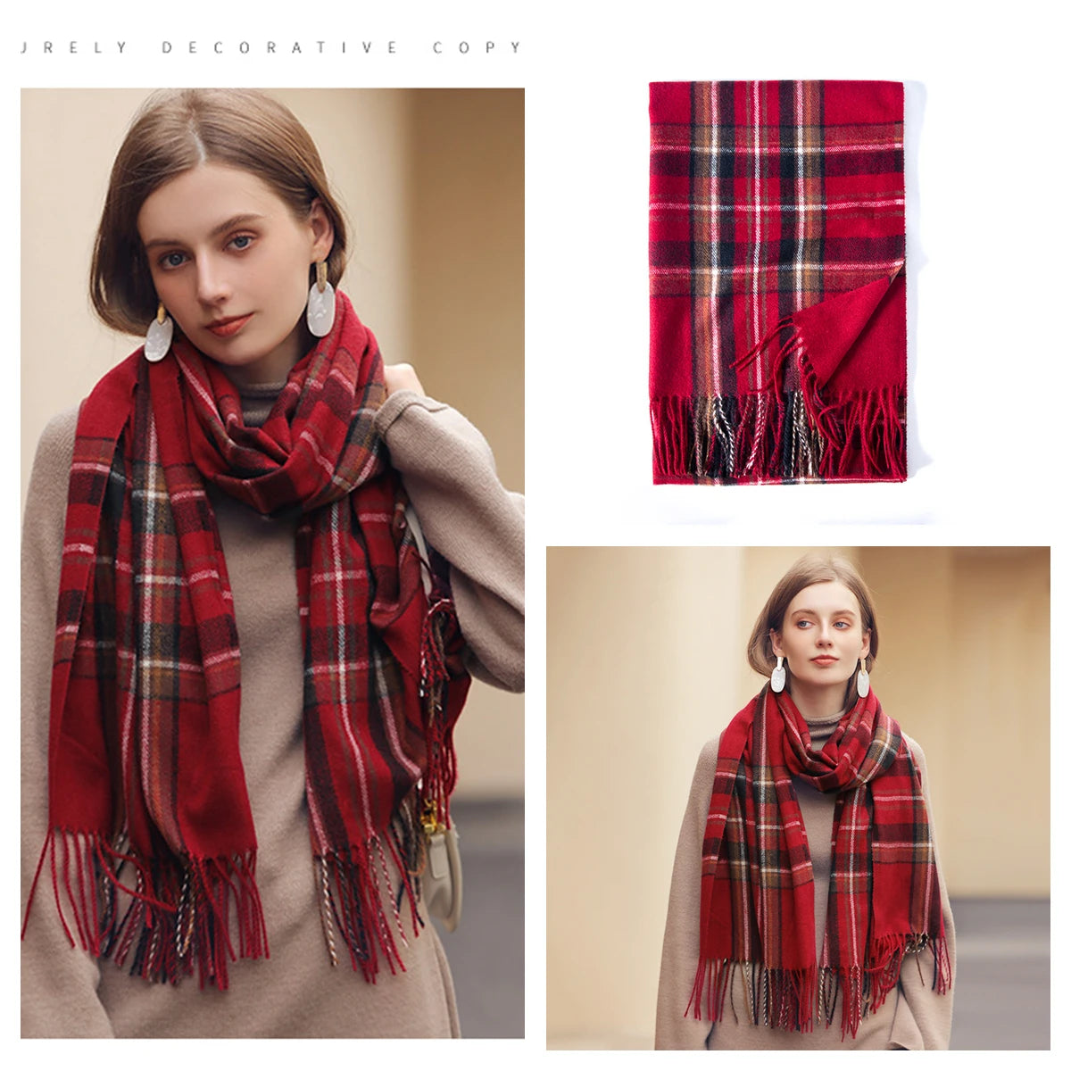 Plaid Wool Scarf