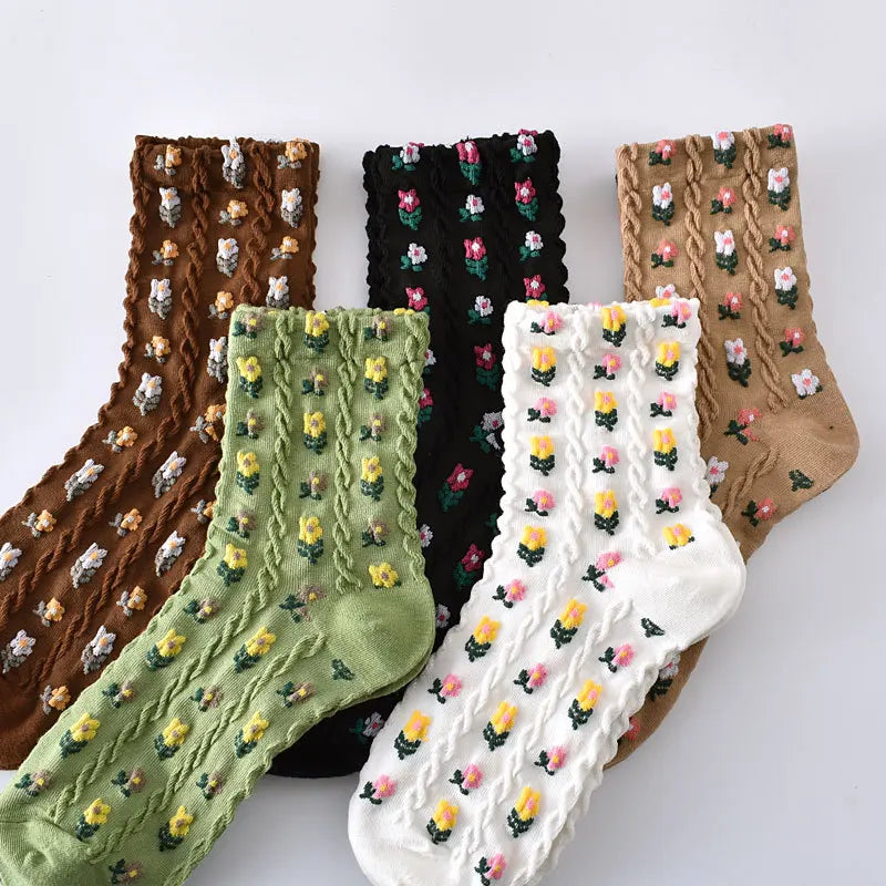 Retro Harajuku Embroidered Women Socks